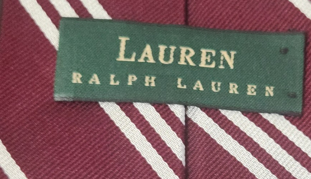 Vintage Green Label Lauren Ralph Lauren 100% Silk Burgundy & Silver Men's Tie